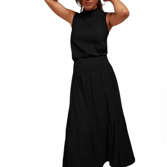 Nation ltd Barrett Dress Jet Black Pima Cotton made in Peru size Small - Picture 3 of 8